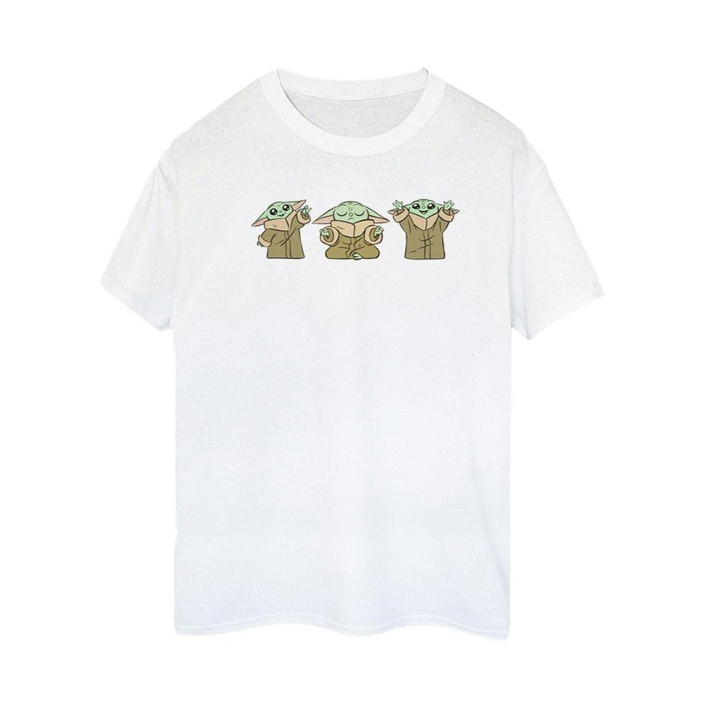 Star Wars Womens/Ladies The Mandalorian Grogu Poses Cotton Boyfriend T-Shirt - White