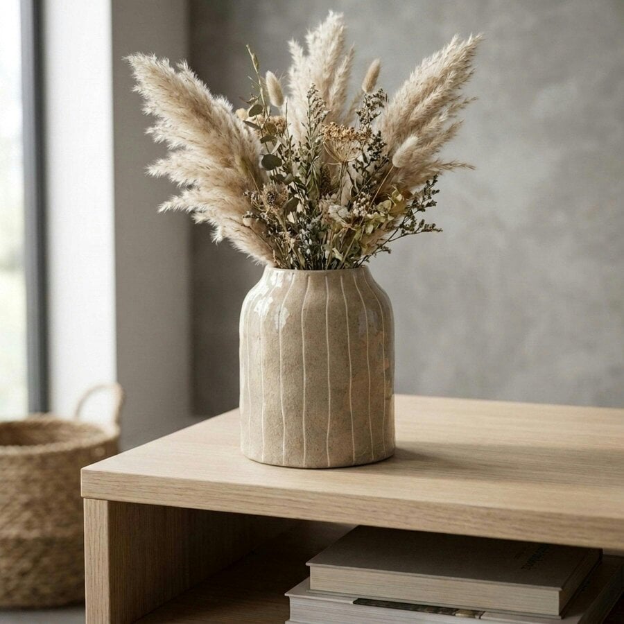 Garden Greatness Textured Lined Glazed Display Vase