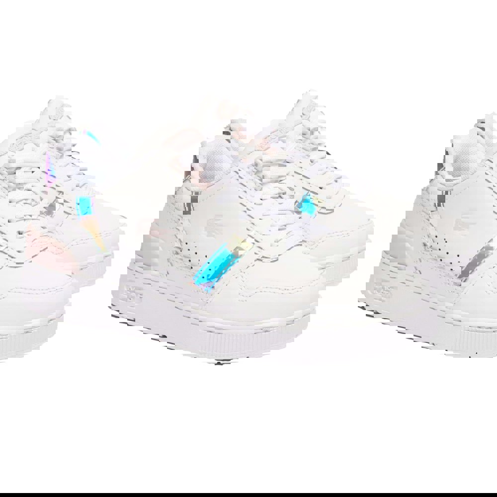 Lacoste Womens T-Clip Leather Trainers - White/Pink