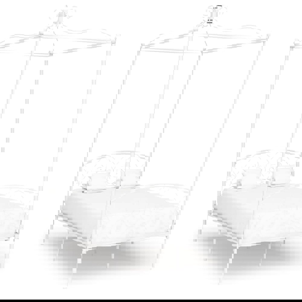 Berkfield Canopy Bed Frame White Metal 120x200 cm