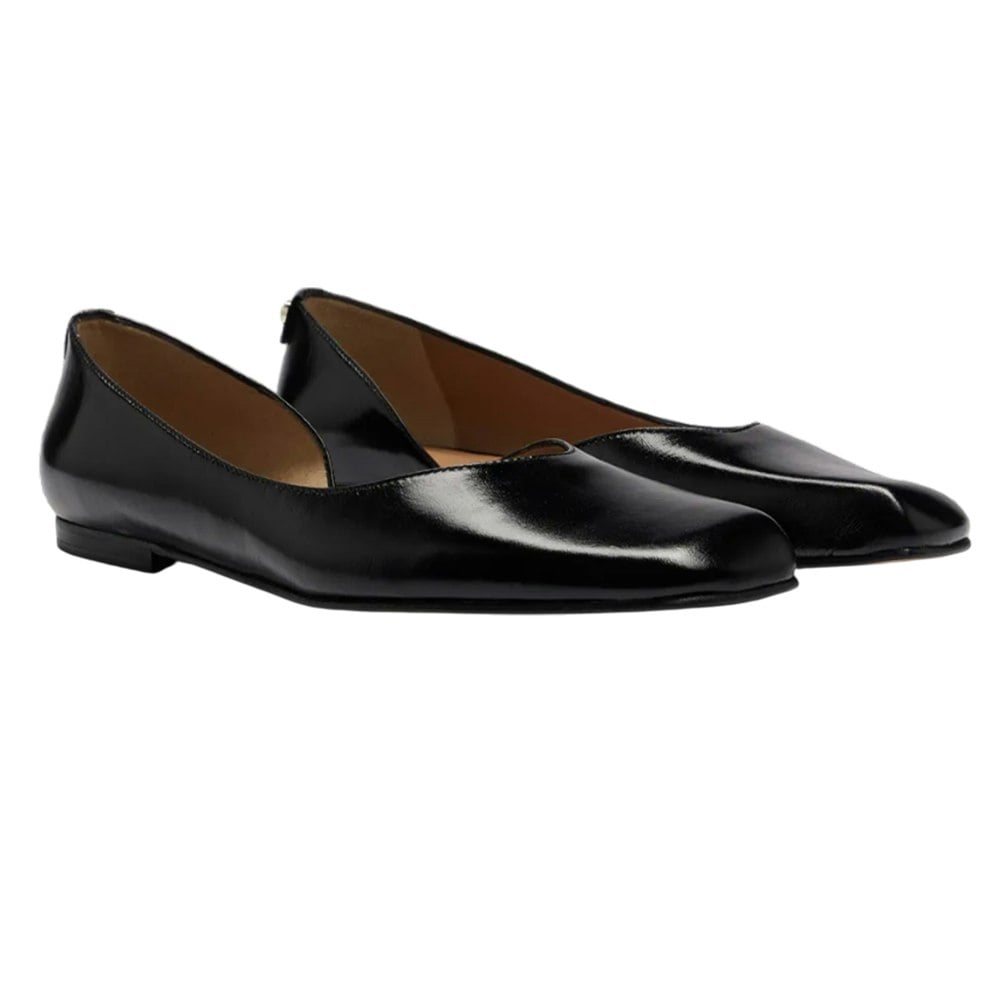 Boss Womens Rose Leather Ballerina Flats - Black