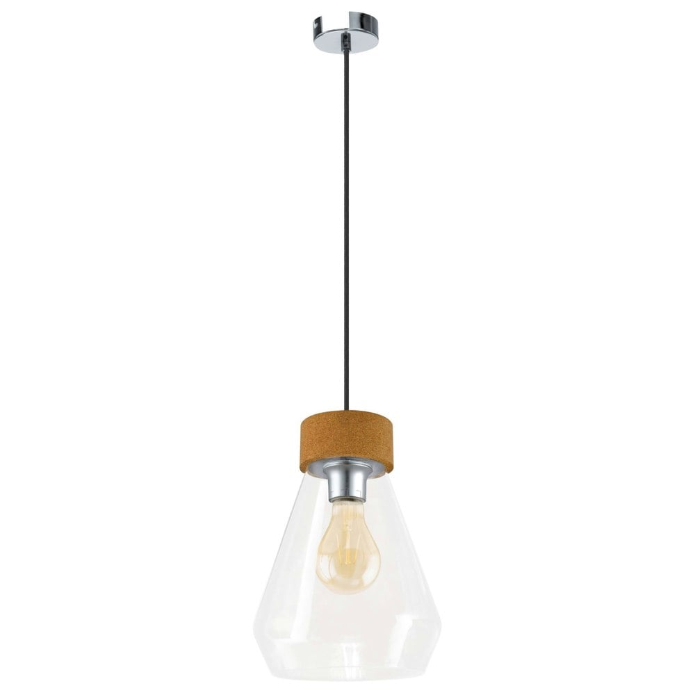 EGLO Brixham Pendant Light - Clear Glass Exposed Bulb with Chrome-Plated Steel Accents