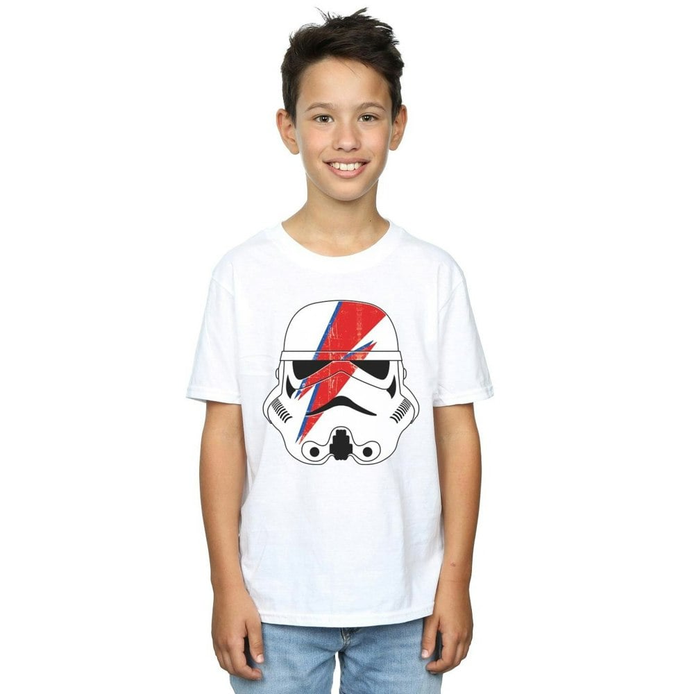 Star Wars Boys Glam Stormtrooper Lightning Bolt Cotton T-Shirt - White