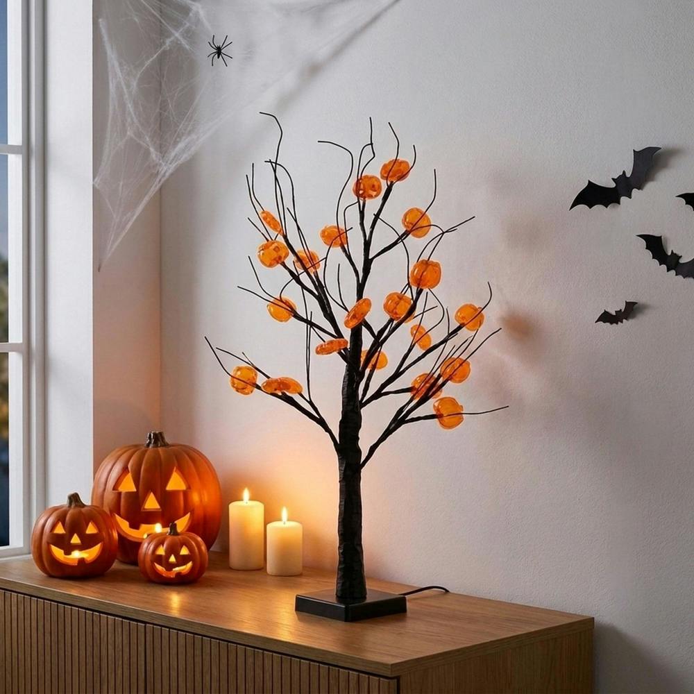 Garden Greatness Halloween Light Up Pumpkin Birch Tree
