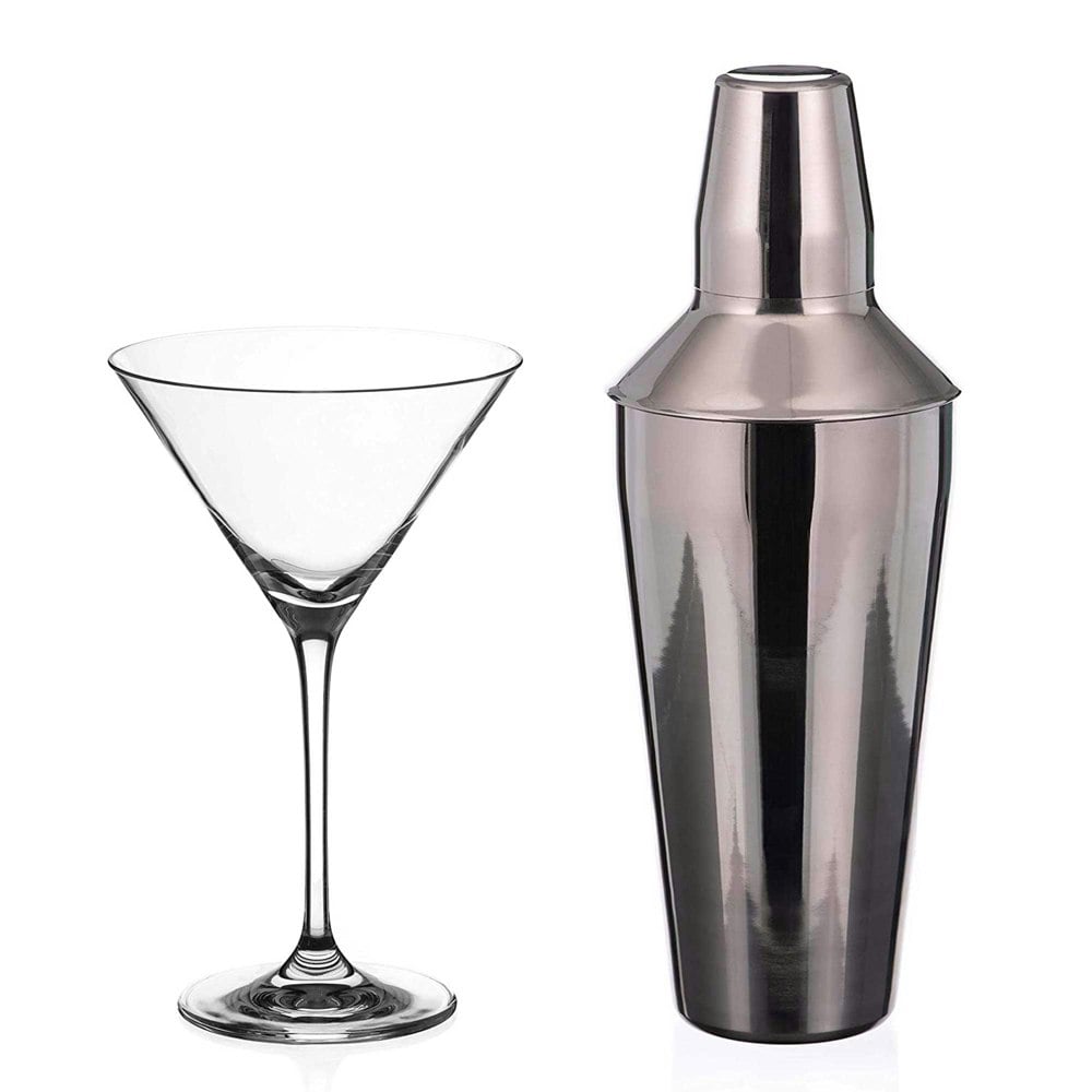 Diamante Auris Martini Shaker and Glass Set