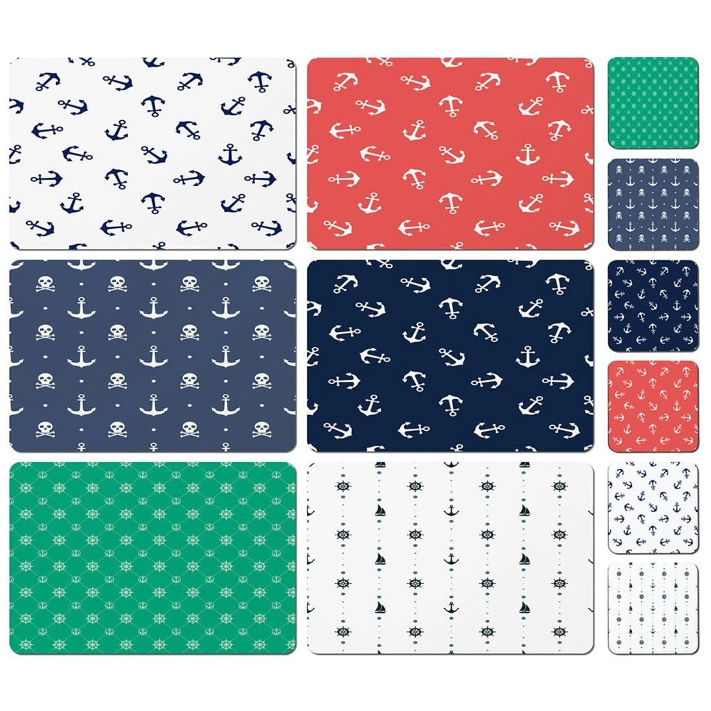 Benjamin Tate Design Nautical Anchors Collection (Placemat & Coaster Set)