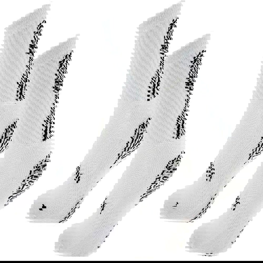 Size 9-12 ADULT Anti Slip Grip Sports Socks - WHITE - Football Gym Running