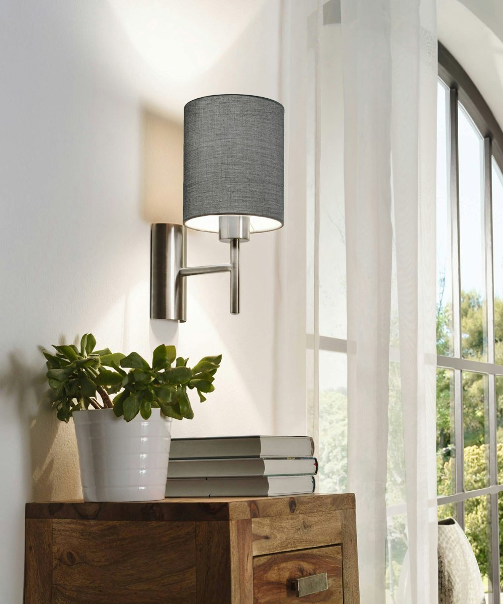 EGLO Pasteri 1-Light Grey Fabric Wall Lamp
