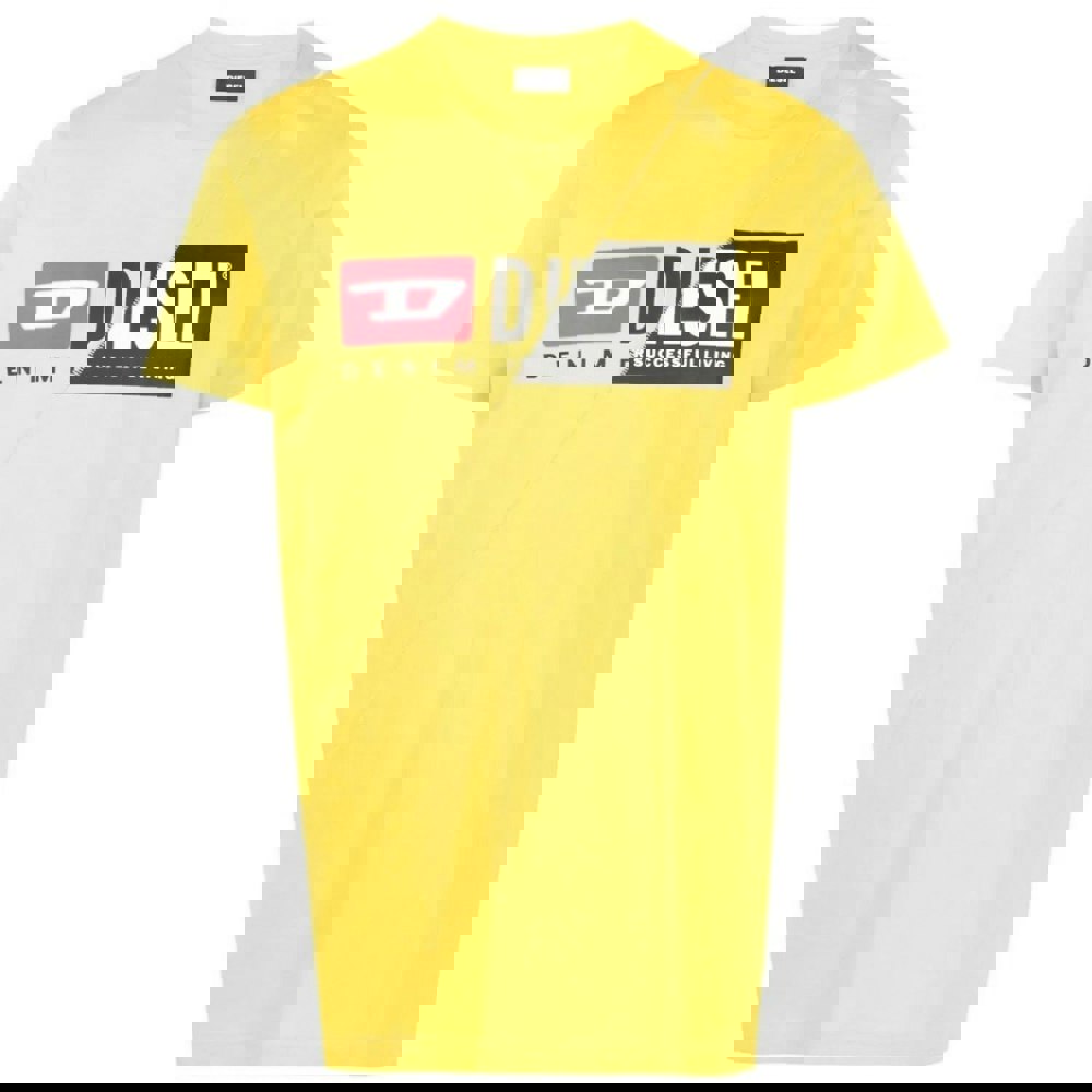 Diesel Denim Division Split Logo Yellow T-Shirt S