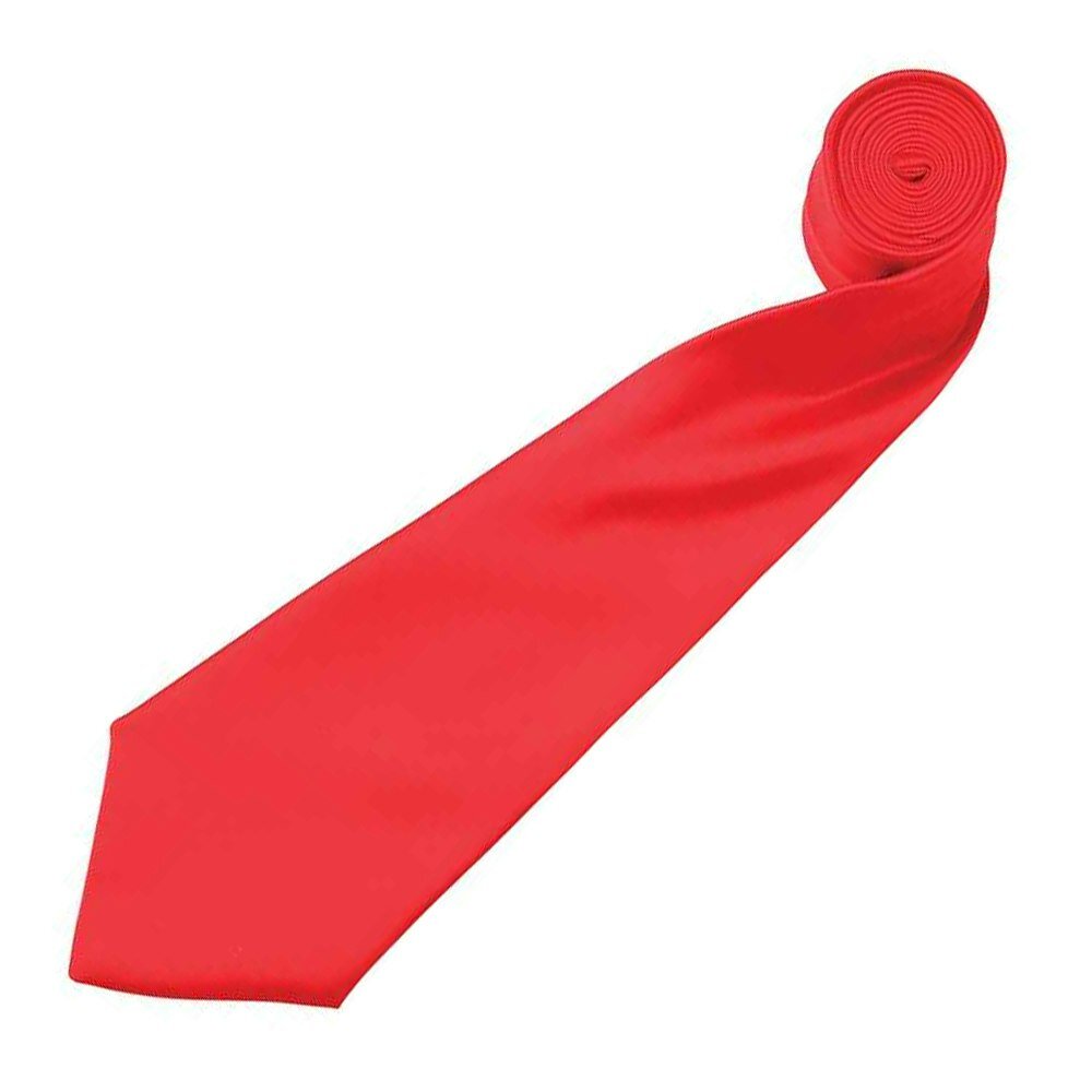 Premier Mens Plain Satin Tie (Narrow Blade) - Strawberry Red