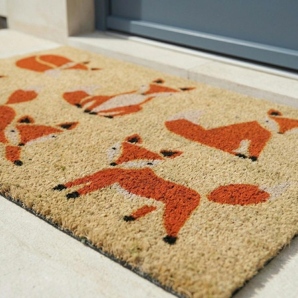 Garden Greatness Six Vixens Decorative Natural Coir Doormat
