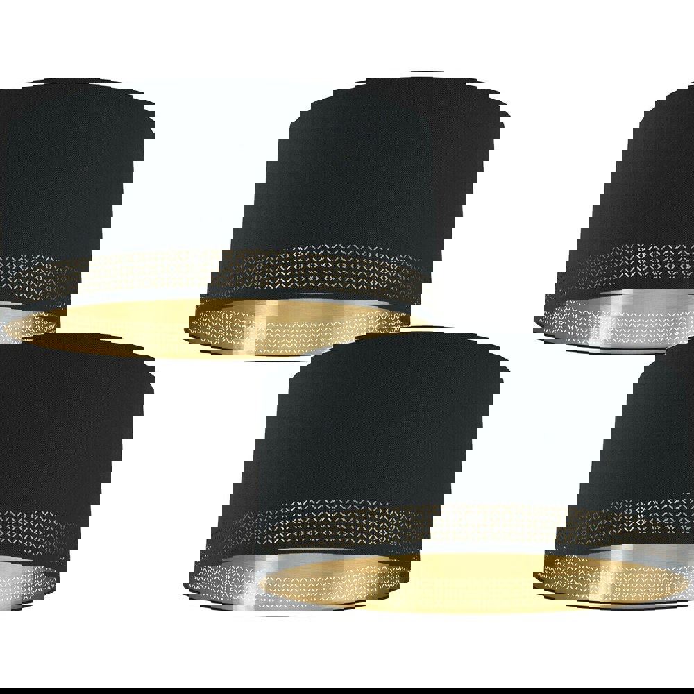 2 PACK Wall Flush Ceiling Light Colour Black Shade Black Gold Fabric E27 1x40W Loops