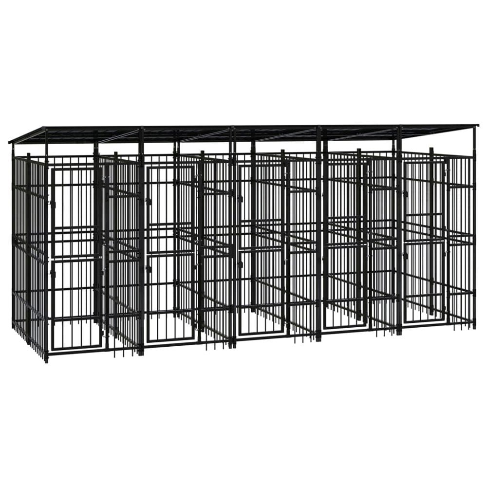 Berkfield Outdoor Dog Kennel with Roof Steel 9.22 m2
