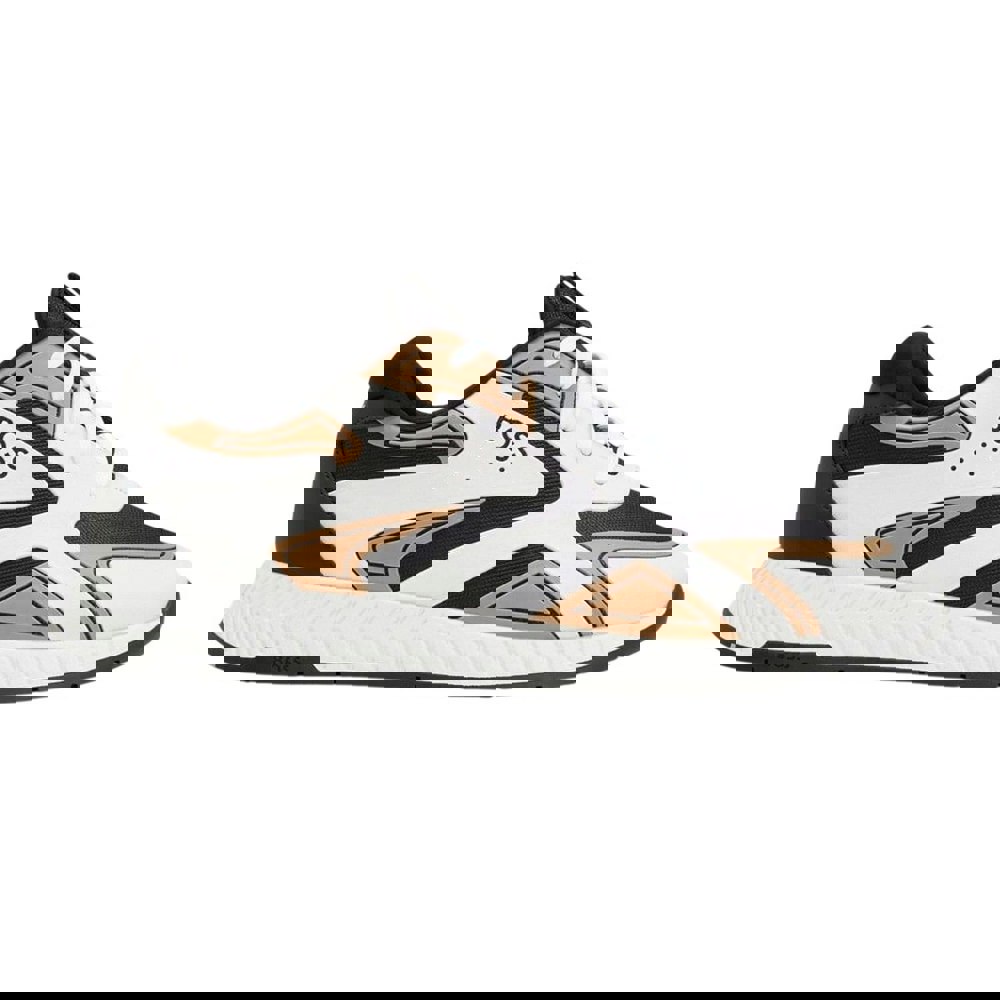 Boss Mens Titanium Leather Running Trainers - Beige