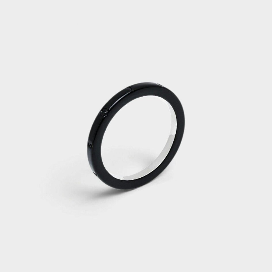 Maison Margiela MM6 Number Logo Slim Band Ring Polished Palladio