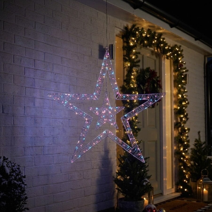 Garden Greatness 140 Rainbow LED Multi Action Double Star Light