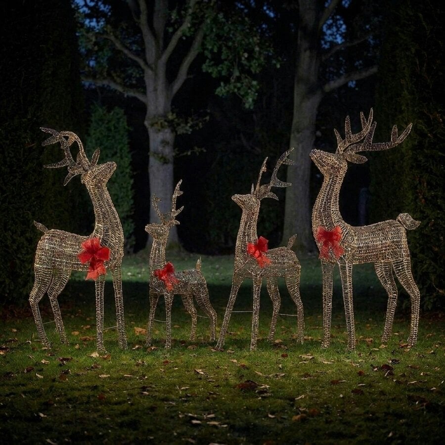 Garden Greatness Illuminated Glittering Gold Reindeer Figure
