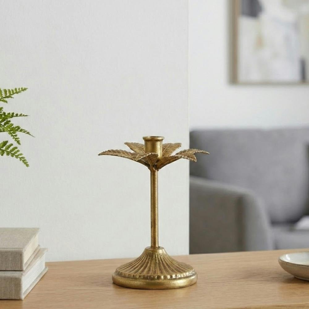 Garden Greatness Golden Flower Taper Candle Holder