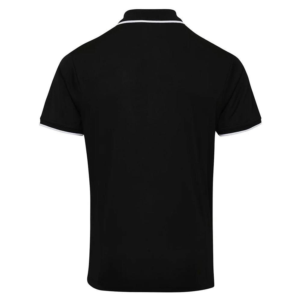 Premier Mens Coolchecker Contrast Pique Polo Shirt - Black/White