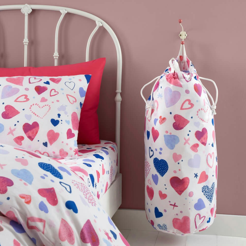 Hearts Toy Storage Bag - Happy Linen Company