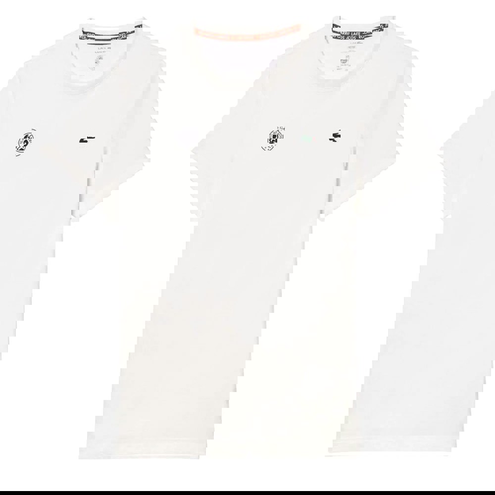 Lacoste Mens Roland-Garros Ultra Dry Tennis T-Shirt - White