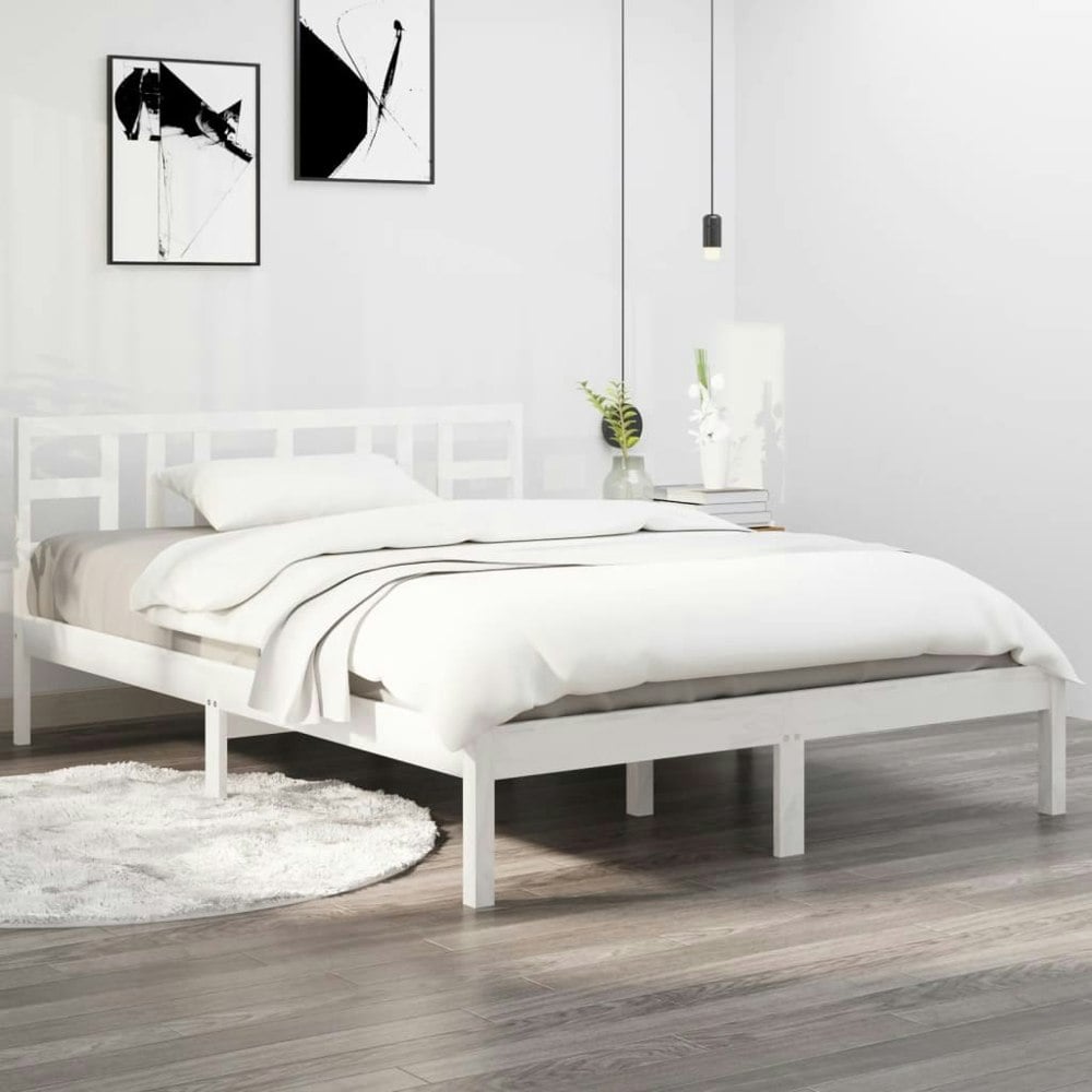 Berkfield Bed Frame White Solid Wood 200x200 cm