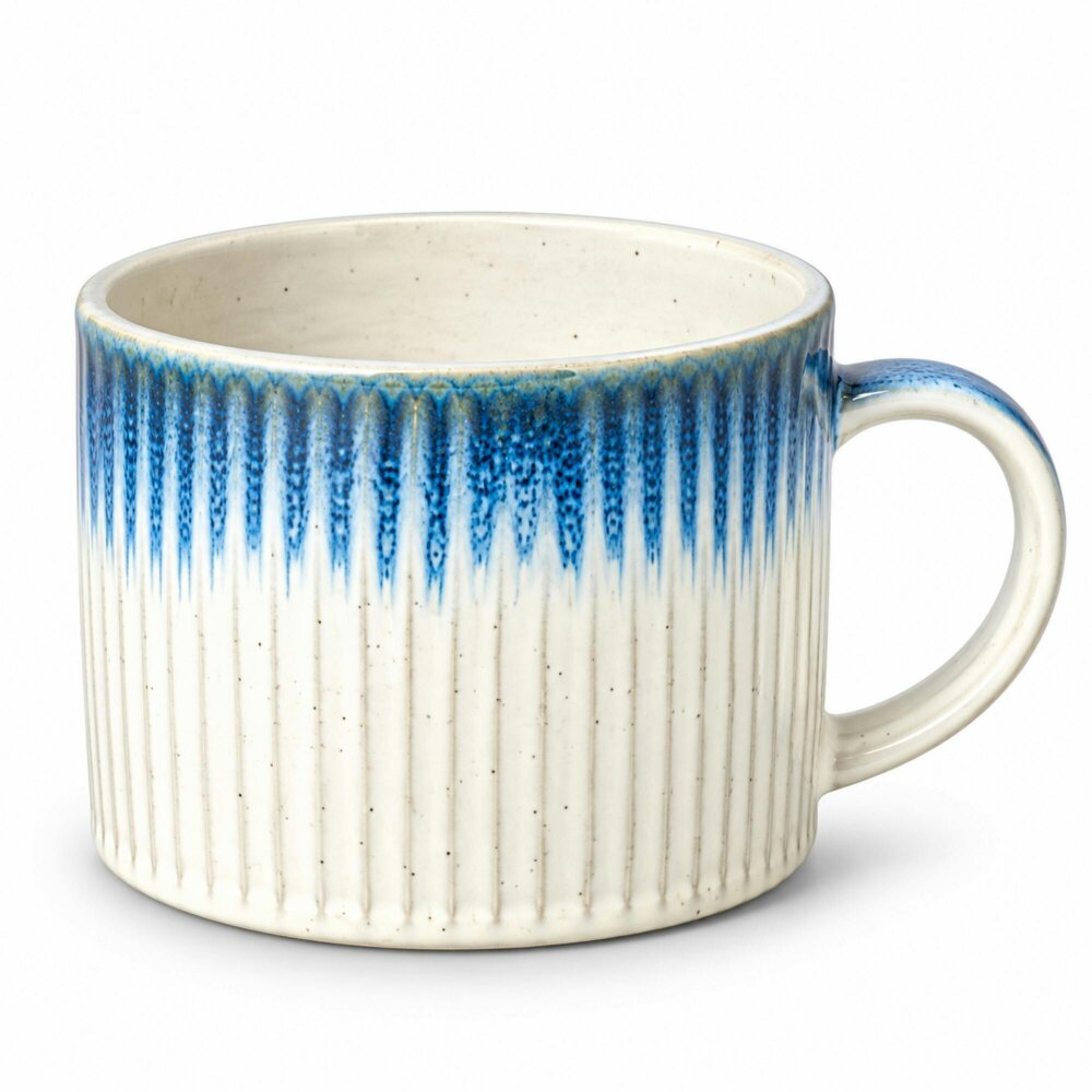 Skandi Home Ignea Set of 2 Blue and White Reactive Glaze Ceramic Mugs 500ml