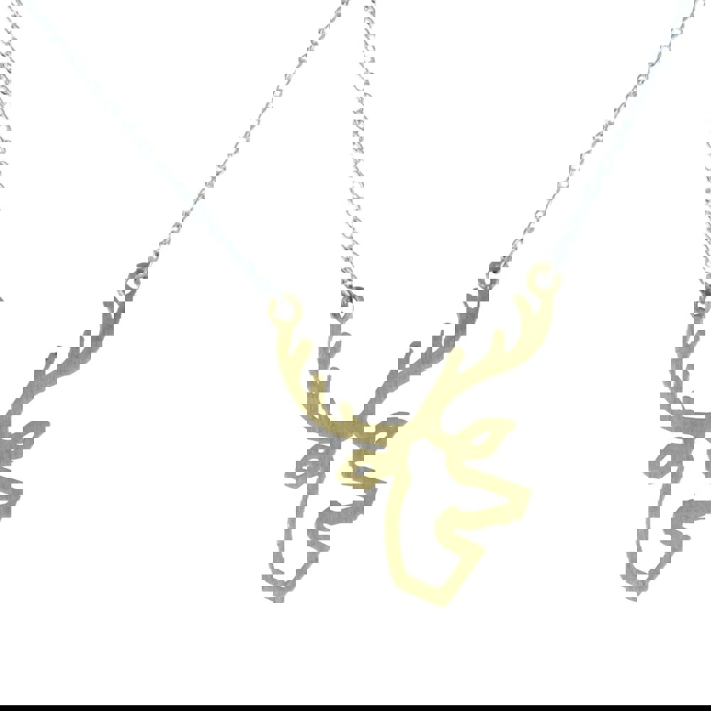 Sterling Silver Golden Stag Silhouette Necklace - Reeves & Reeves
