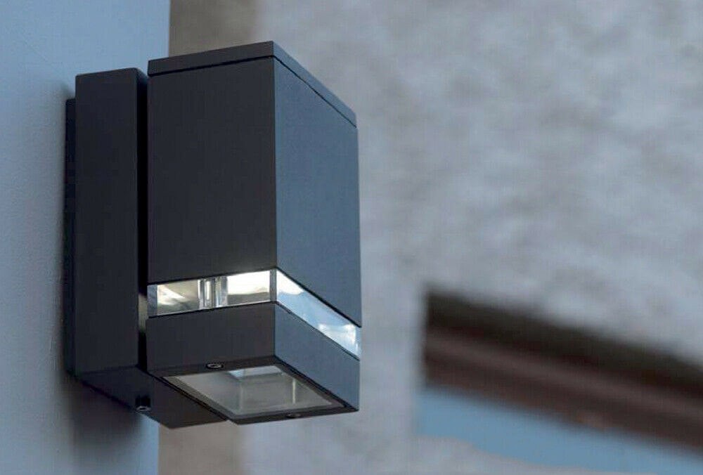 Outdoor IP44 Twin Wall Light Sconce Dark Grey LED 3.8W Bulb Outside External Loops