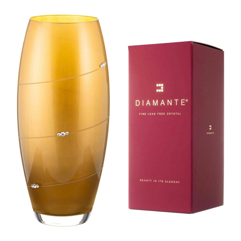 Diamante Silhouette Gold Barrel Vase Adorned with Swarovski® Crystals - 30cm