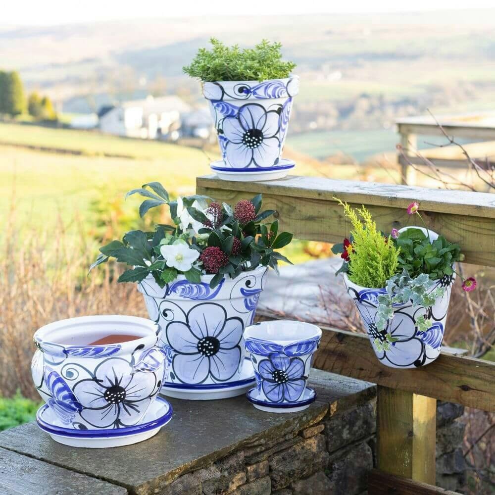 Blue Flower Plant Pots-1