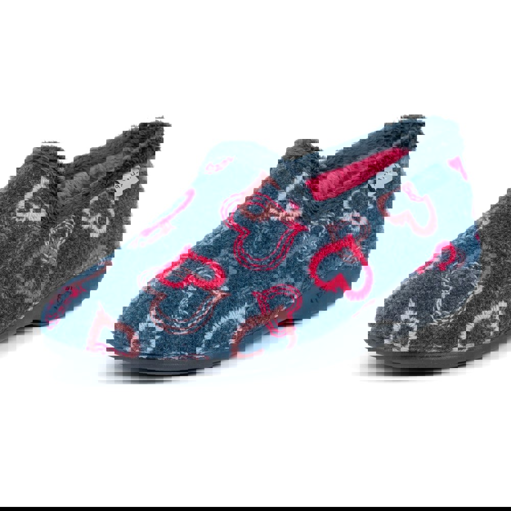 Lunar Women's Jolly Hearts Slippers - Blue/Pink