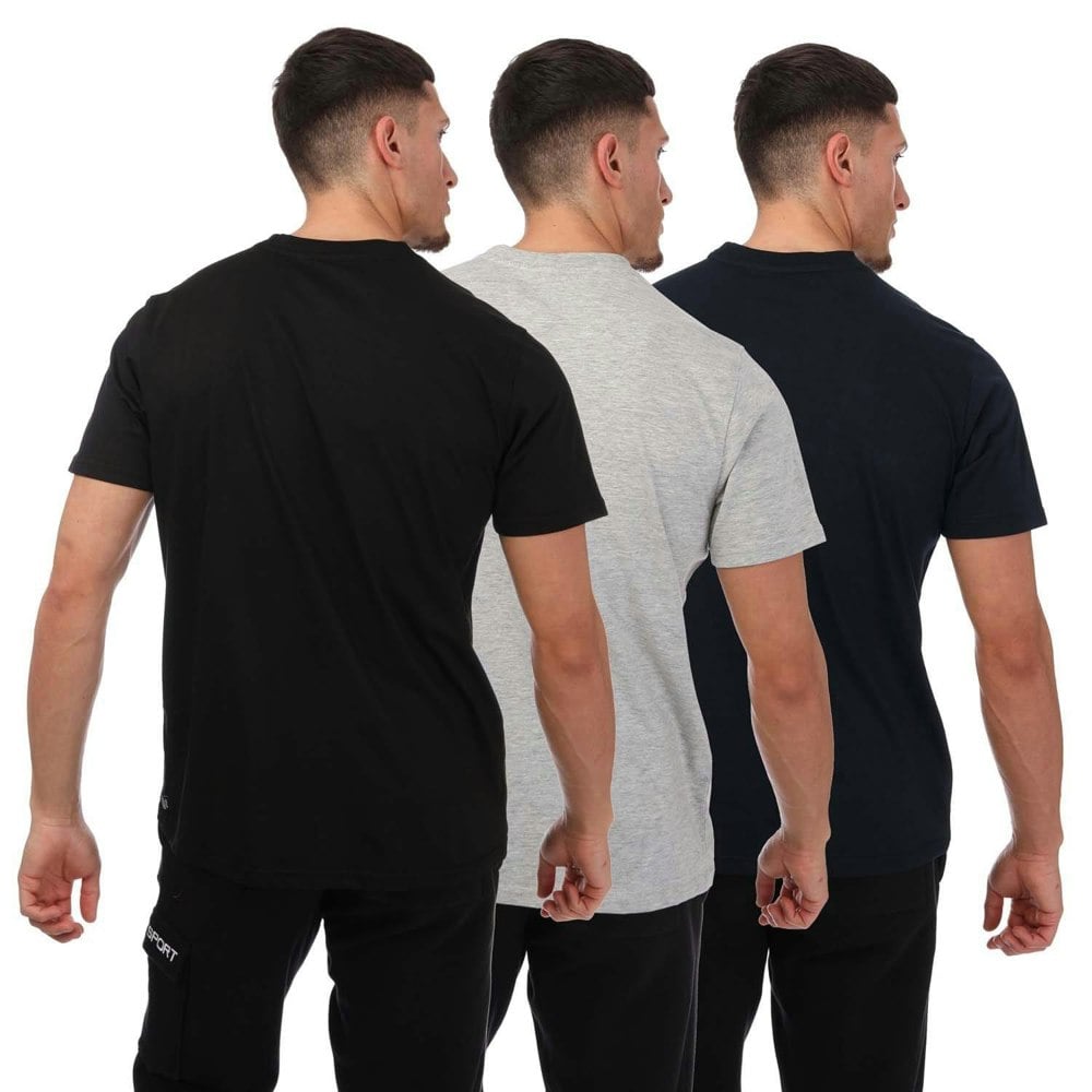 DKNY Mens Logo T-Shirt (Pack of 3) - Black/Silver
