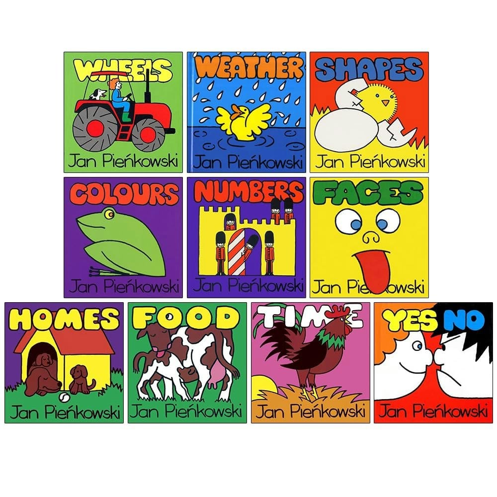 Jan Pienkowski 10 Childrens Books Set - Wheels, Weather, Shapes, Colours, Numbers & more