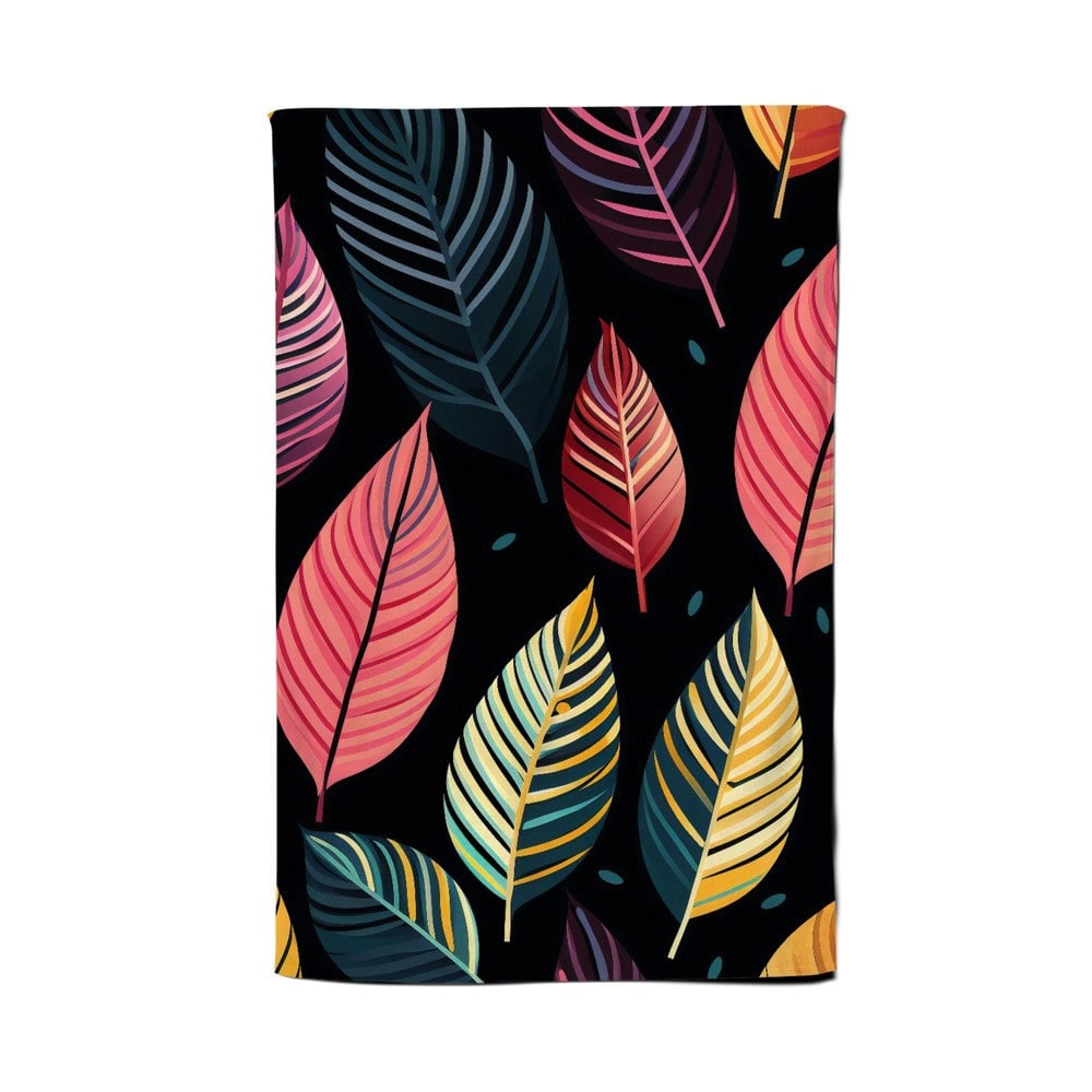 Warren Reed Colourful Leaves Pattern Tea Towel
