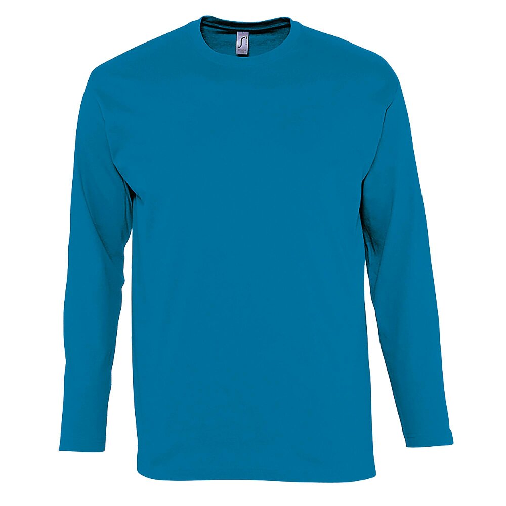 SOLS Mens Monarch Long Sleeve T-Shirt - Aqua - Aqua - 100% Ringspun Semi-Combed Cotton