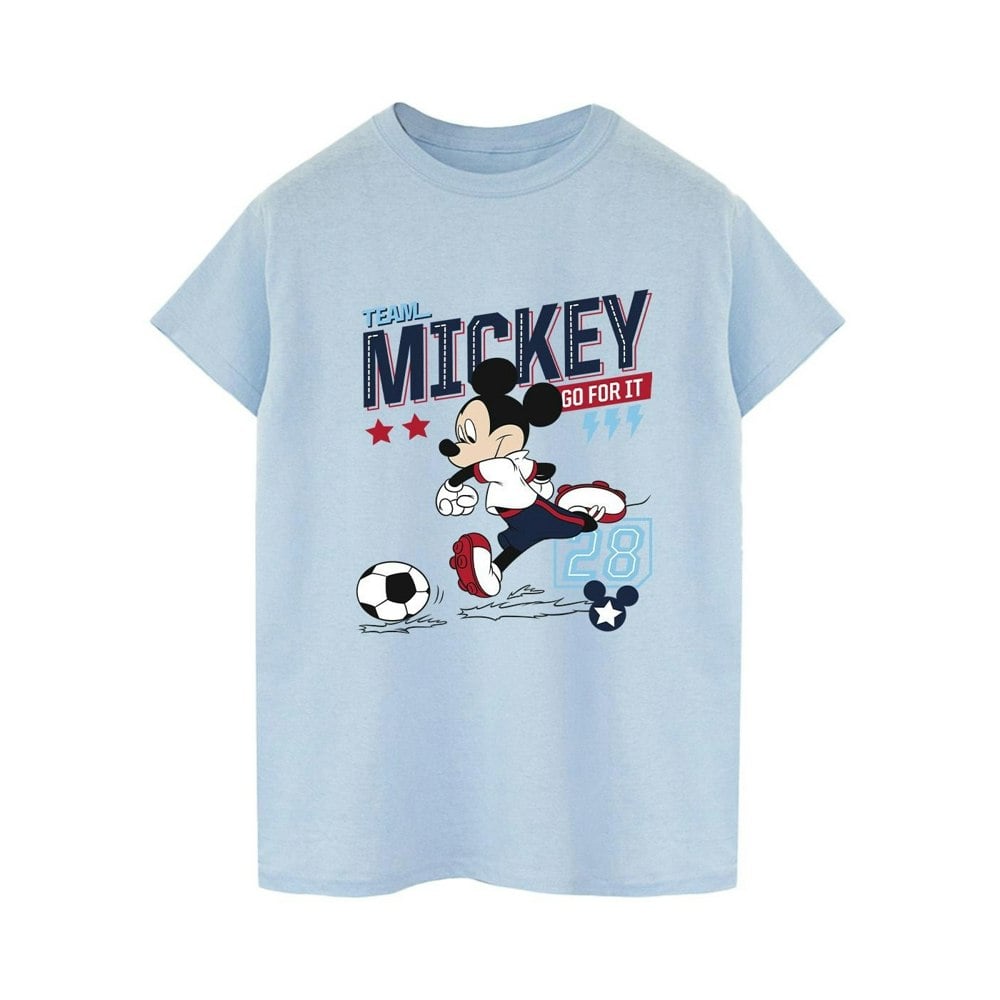 Disney Mens Mickey Mouse Team Mickey Football T-Shirt - Baby Blue