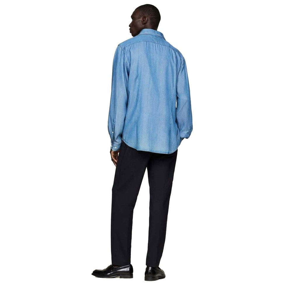Tommy Hilfiger Mens Plain Slim Shirt - Denim