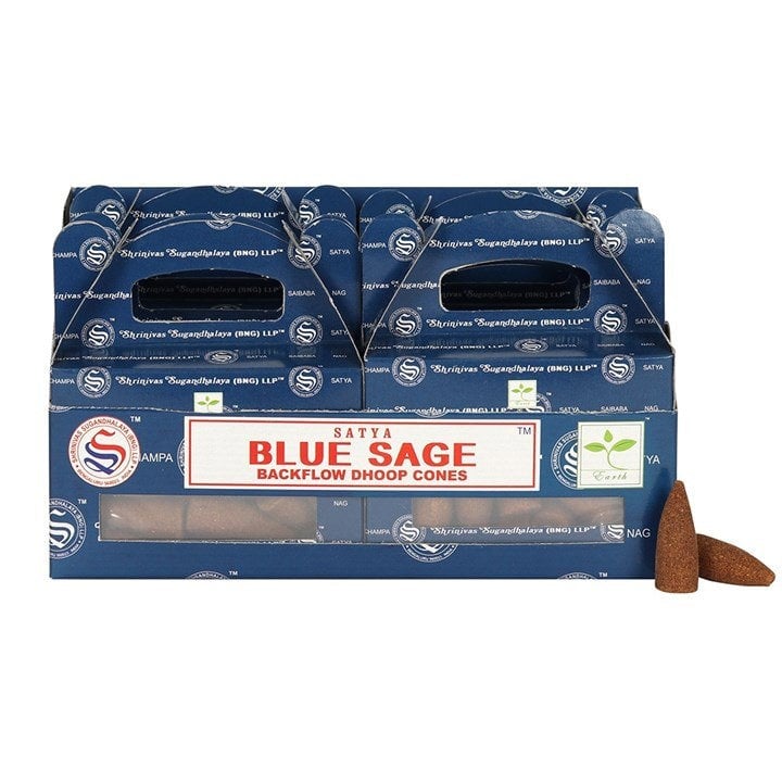 Serano Set of 6 Packets of Blue Sage Backflow Dhoop Cones by Satya