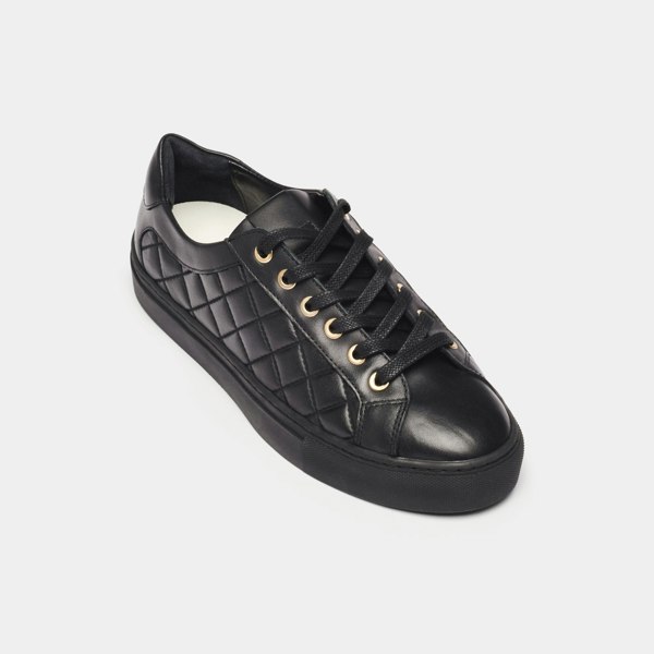 quilted black trainer front view