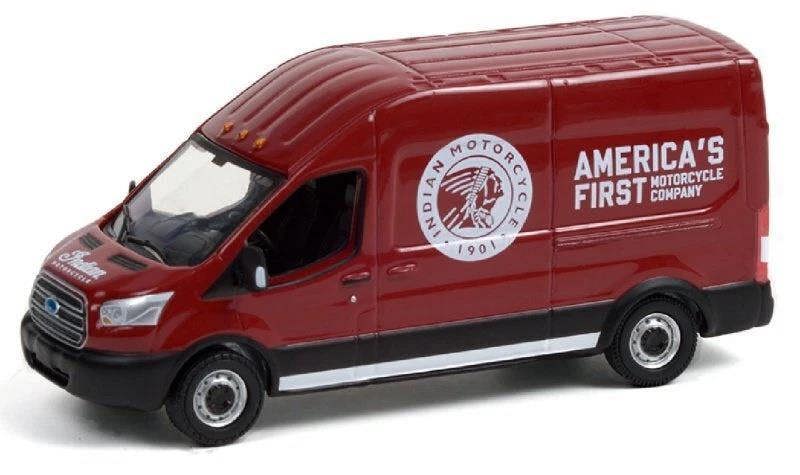 MCSlots 2015 Ford Transit LWB High Roof Indian Motorcycle 1:64 Greenlight 53030B