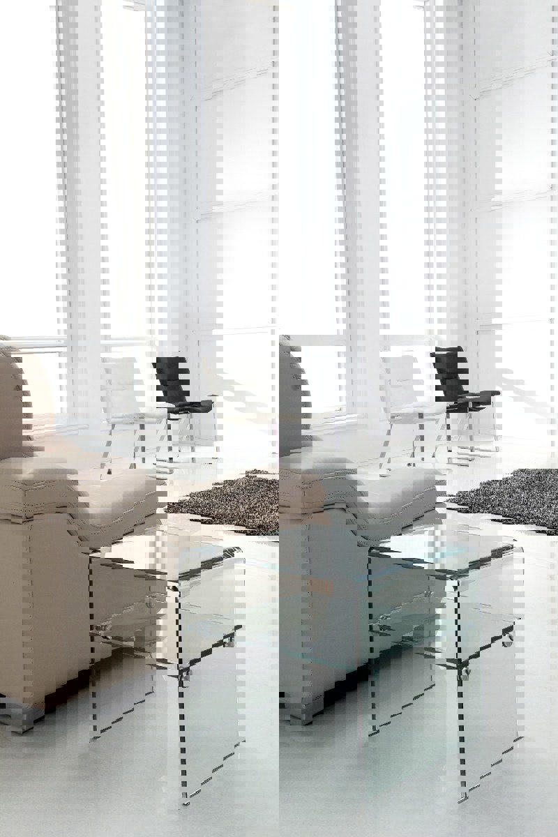 That's Furniture Luna Clear Glass Side Table for Living Room