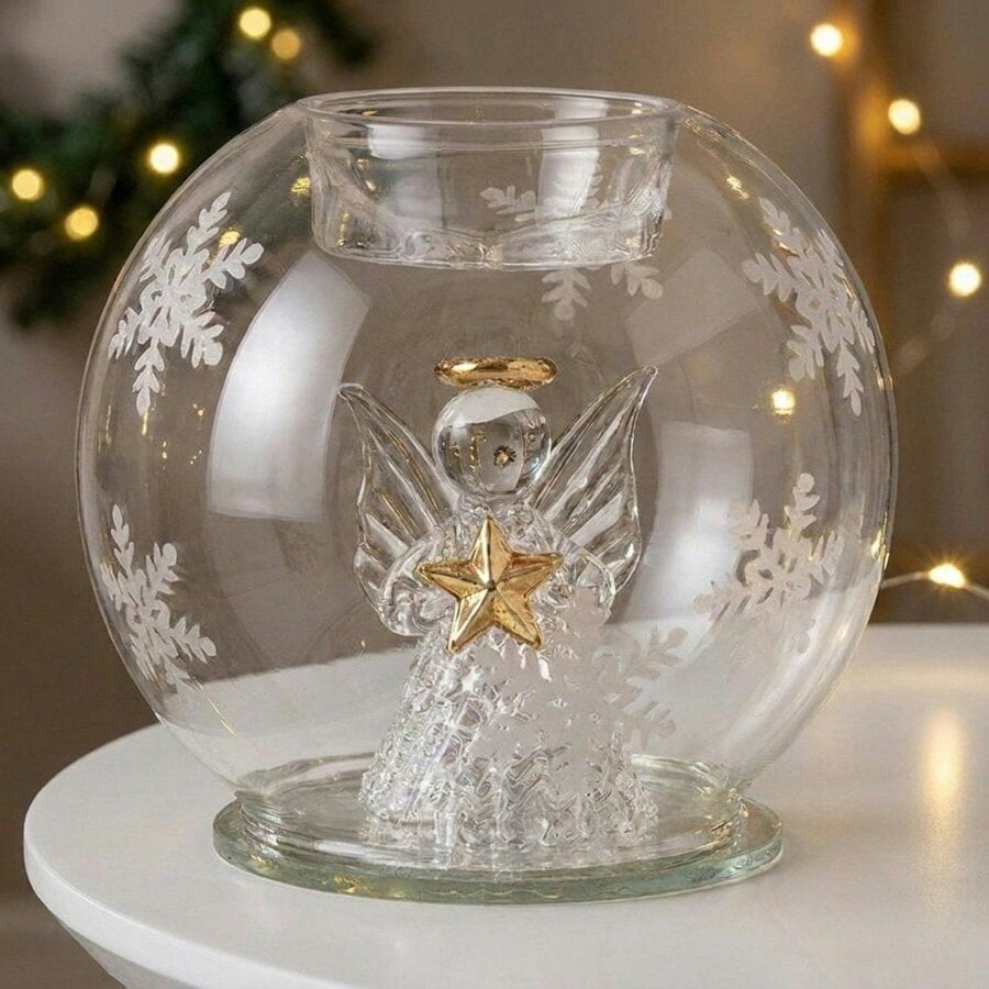 Garden Greatness Christmas Glass Angel T Light Holder
