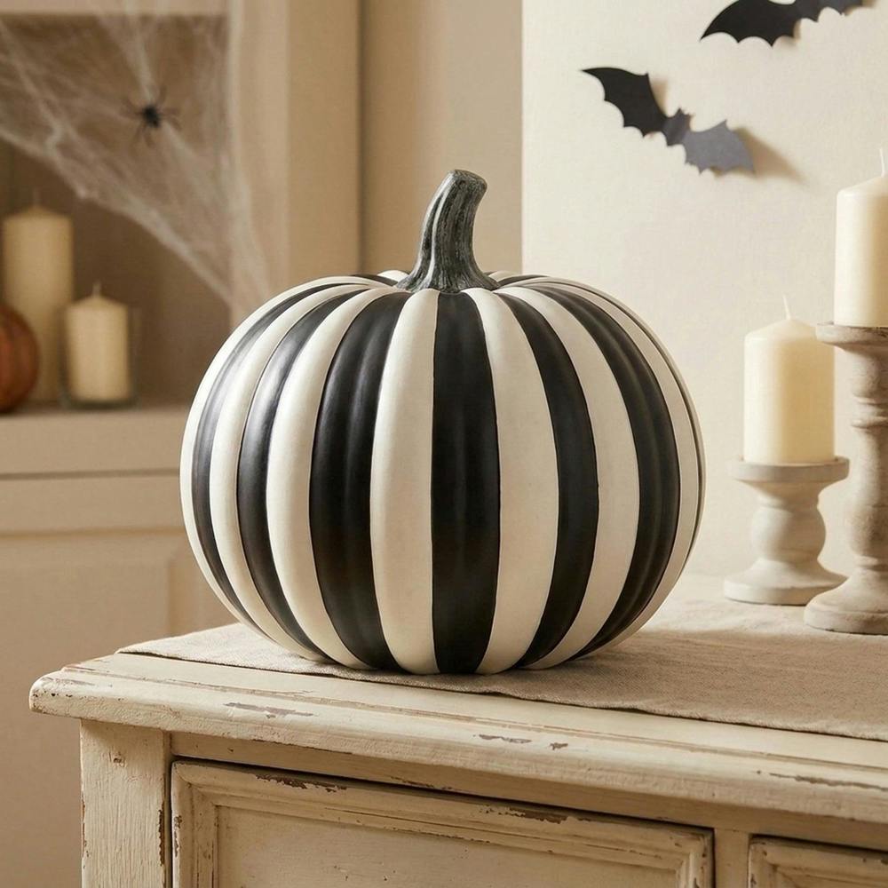 Garden Greatness Striped Pumpkin Halloween Ornament