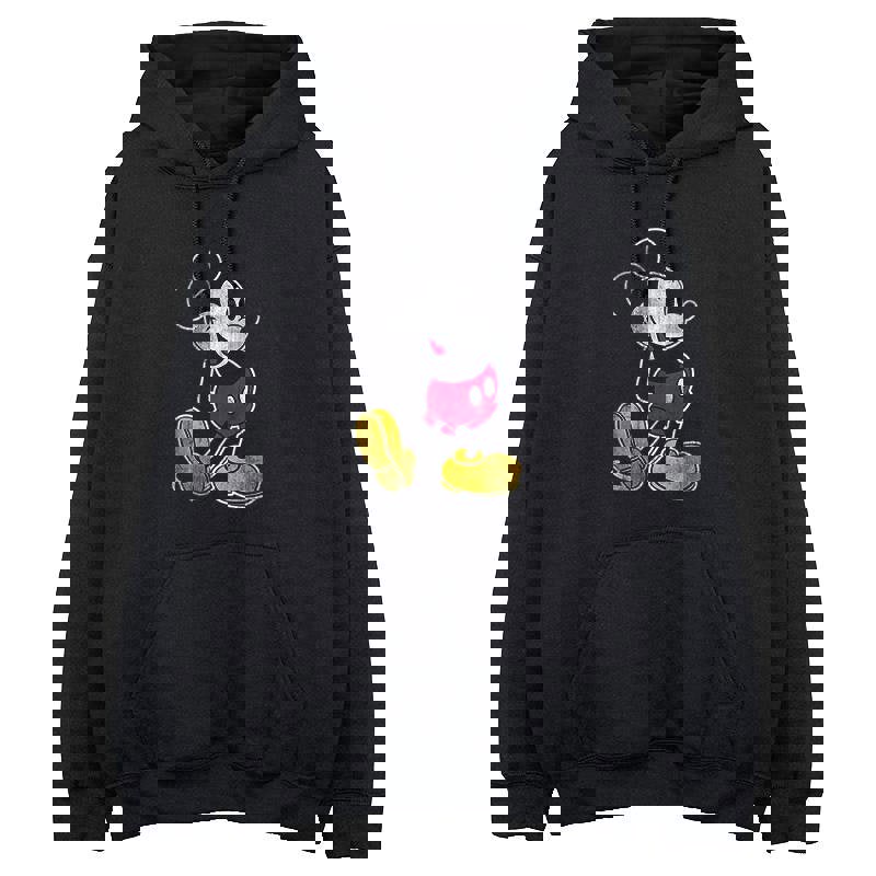 Disney Mens Mickey Mouse Classic Kick Hoodie - Black