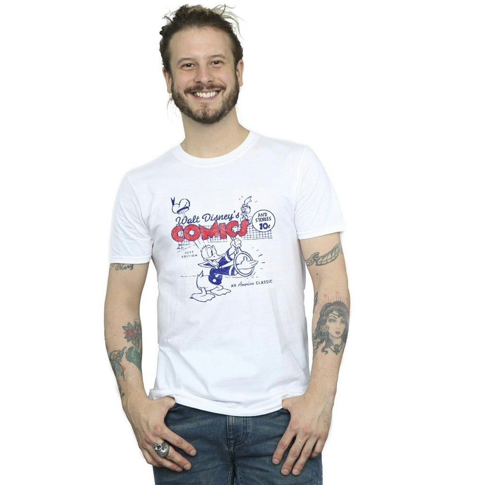 Disney Mens Donald Duck Comics T-Shirt - White