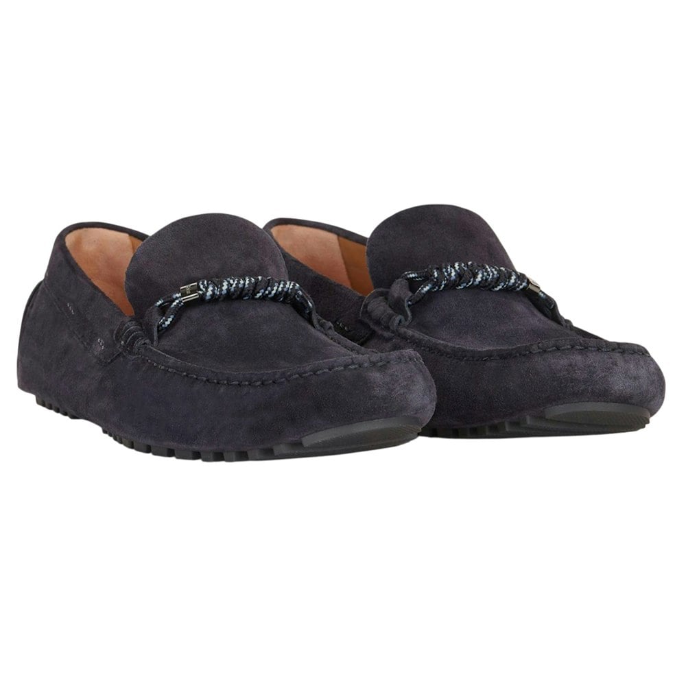 Hugo Boss Mens Driver Leather Moccasins - Dark Blue