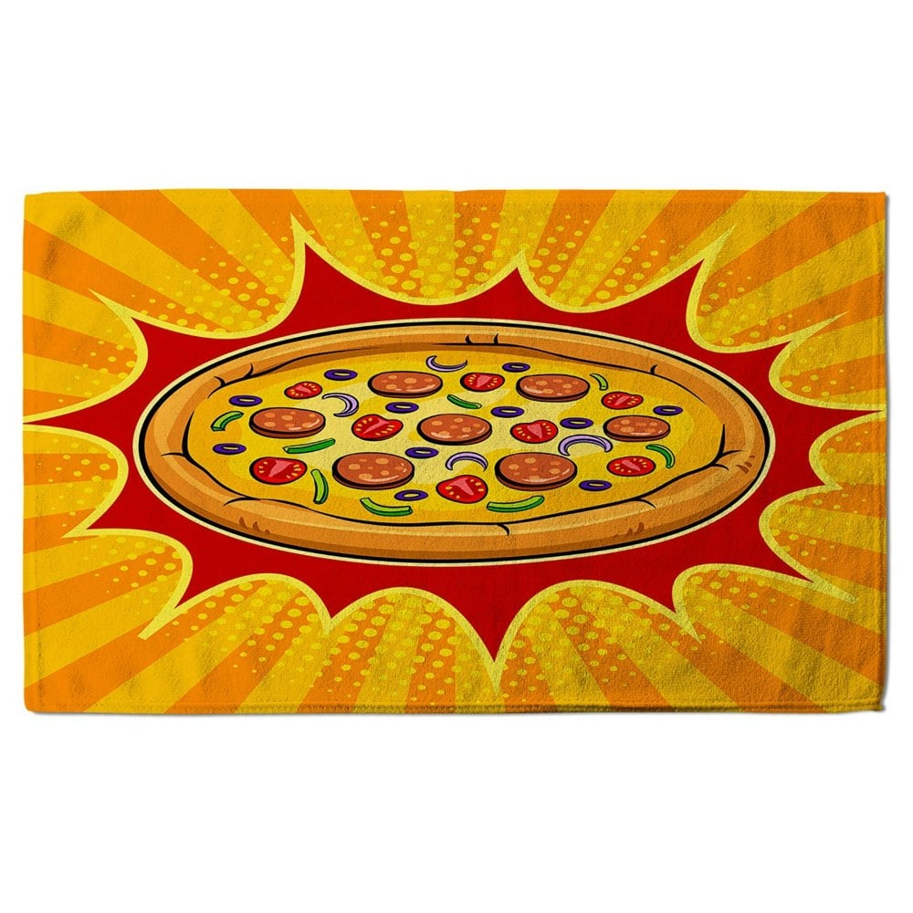 Benjamin Tate Design Round pizza pop art retro (Bath Towel)