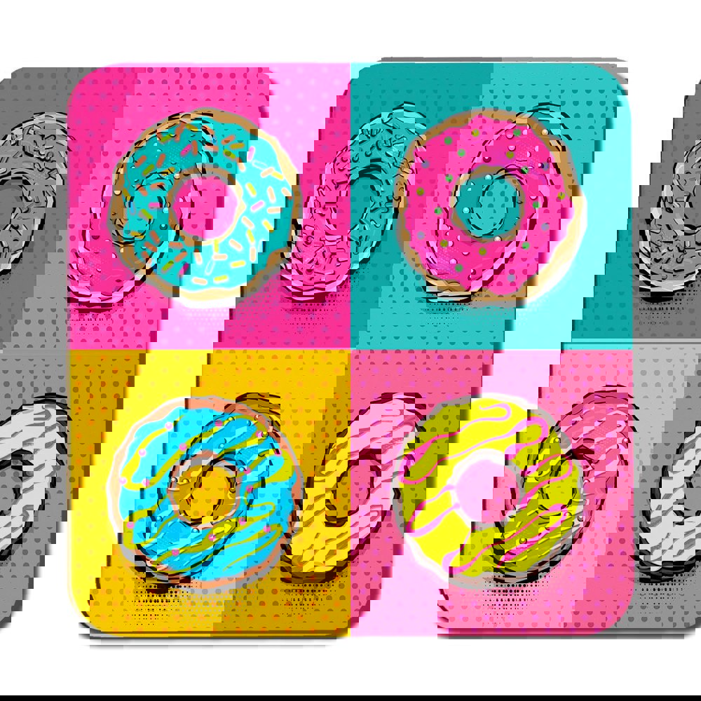 Benjamin Tate Design Set doughnut sweet food, donut cartoon pop art style (Coaster)