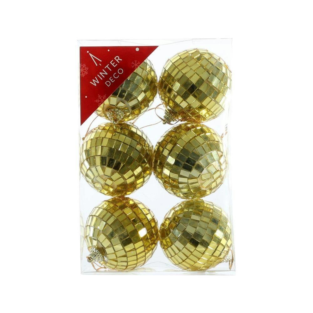 Garden Greatness 6 Pack Gold Disco Ball Baubles
